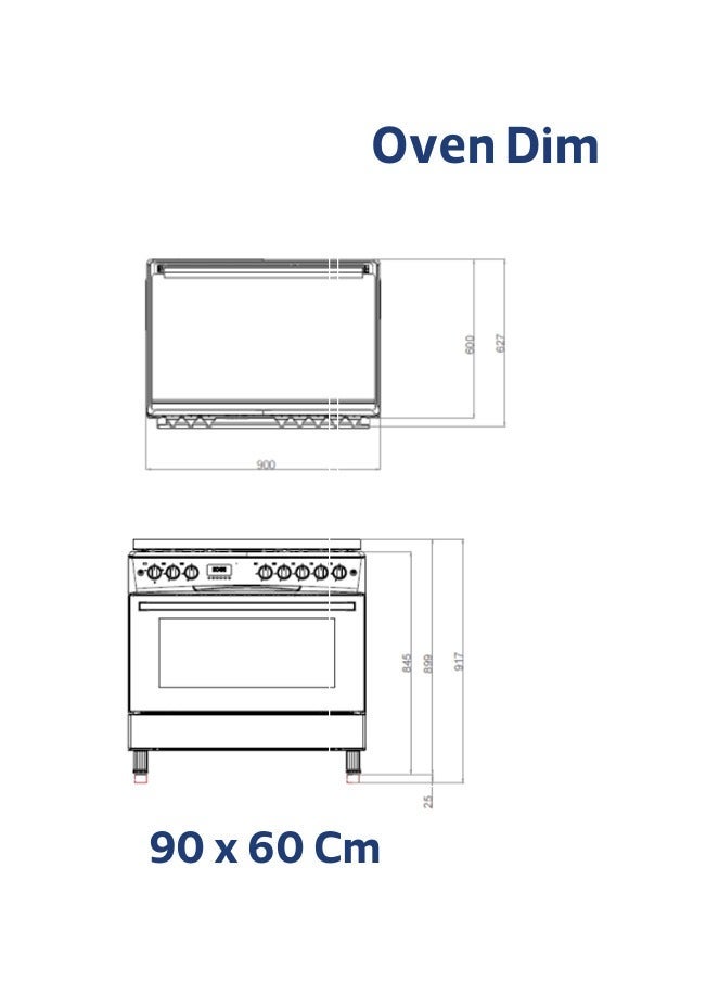 General Goldin 90x60cm 4 Gaz & 2 Electric Burners Ranger, Iron Cast Stand, Auto Burner, 2 Turbo Fans ,Total Safety, Easy to Clean Surface, Oven Grill & fan - Image 3